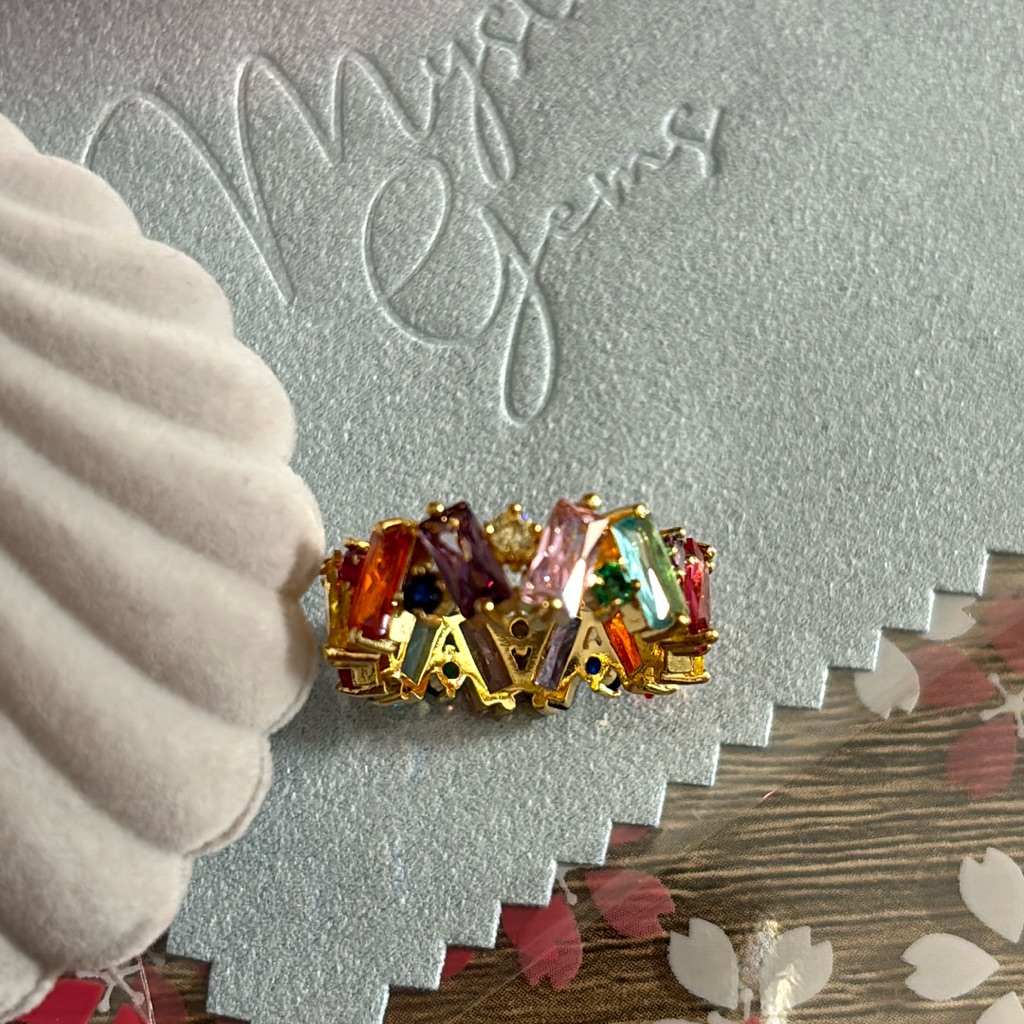 Rainbow Infinity Gold Ring 18kgp New
